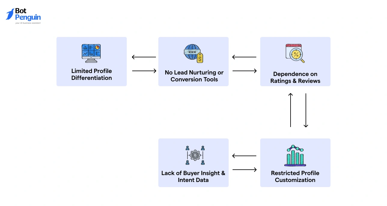 Limitations of traditional marketplace listings such as lack of differentiation, no lead nurturing tools, and restricted customization.