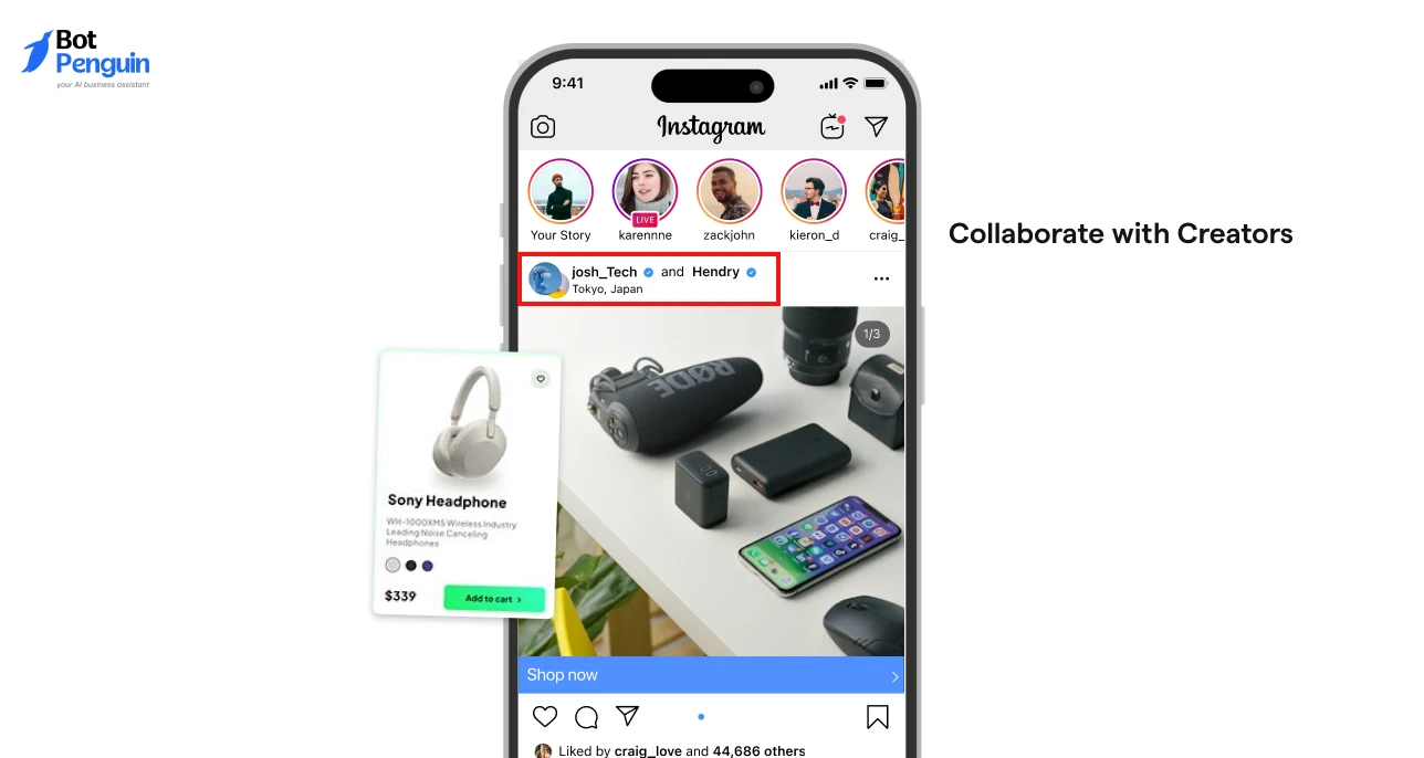 Instagram creator collaborations for promoting products with shopping tags