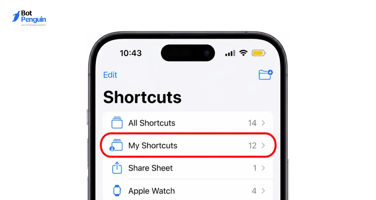 Using Apple Shortcuts on iPhone to create and manage automated WhatsApp message scheduling workflows.