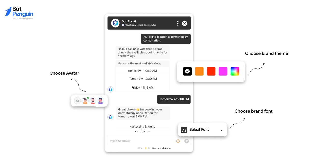 Customize the Chatbot UI and Booking Experience