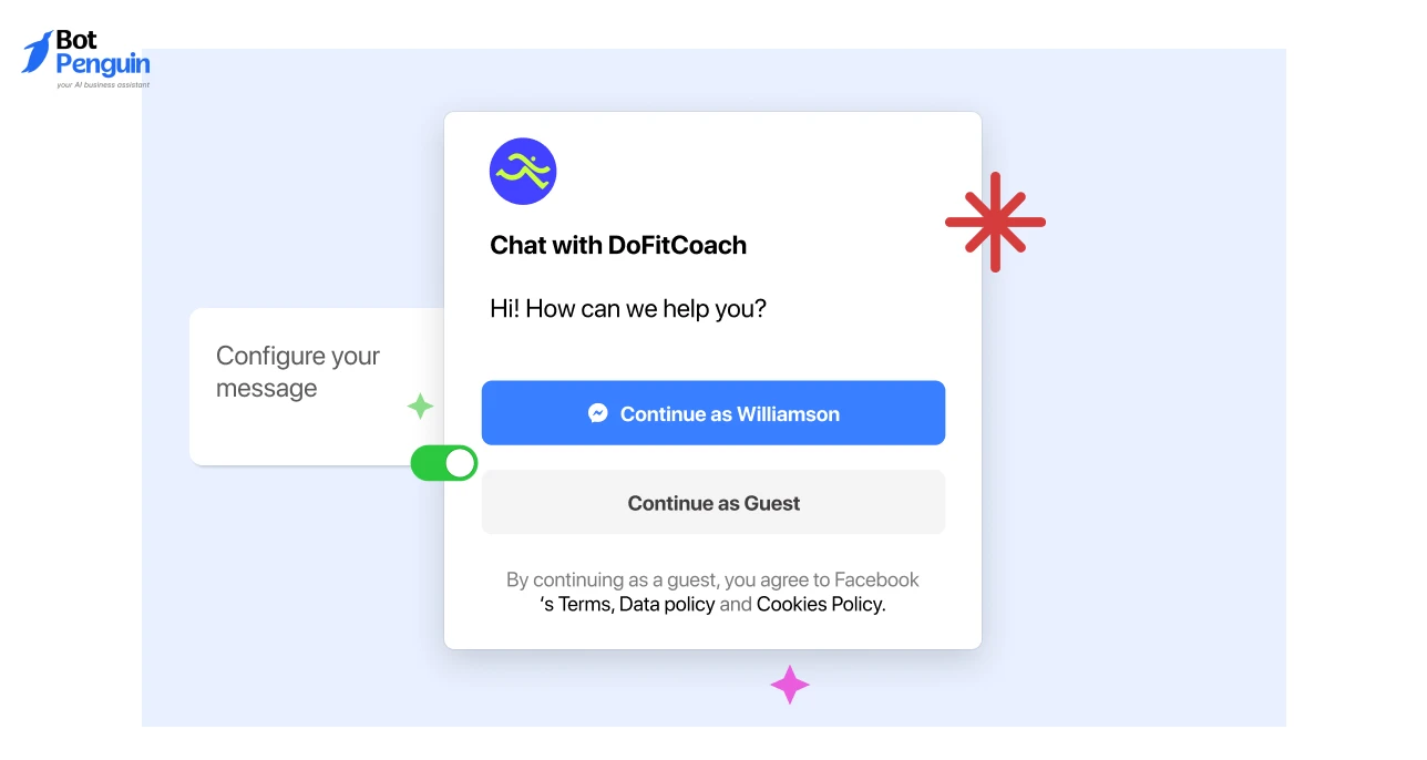 showing a Facebook chatbot welcome screen explaining free and paid chatbot options for businesses using Facebook Messenger.