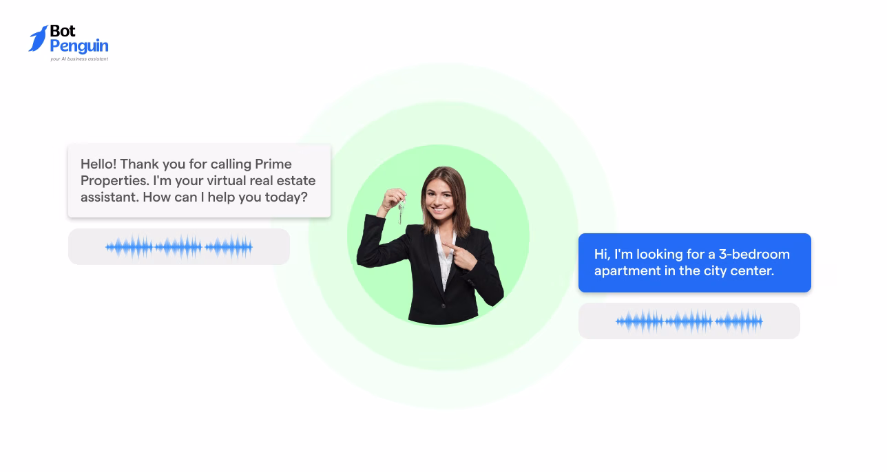 AI voice agent assisting a real estate customer with property search over voice