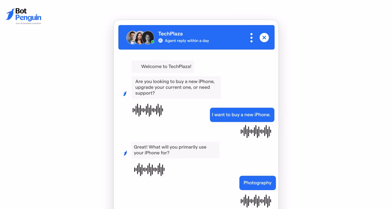 AI voice agent chatbot guiding customers through a personalized buying journey