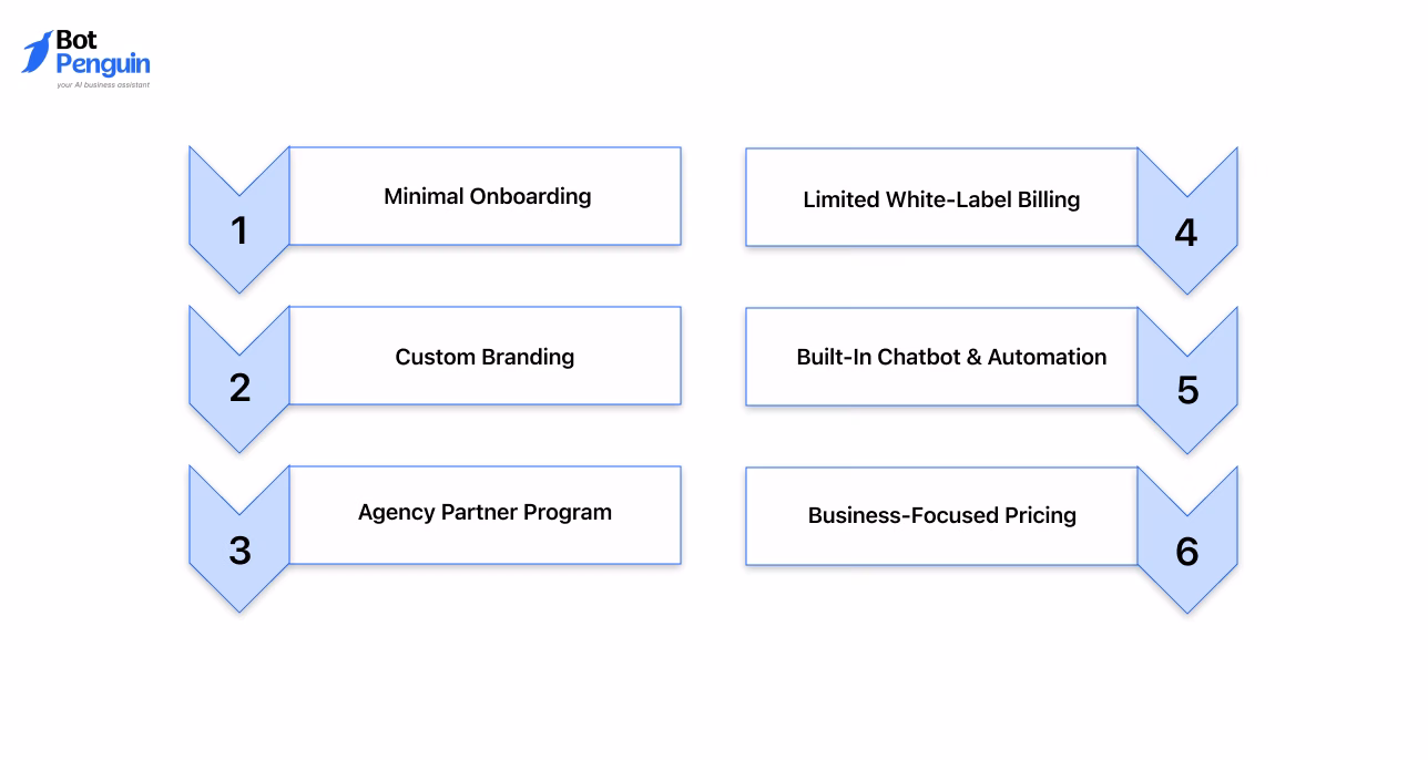 Tidio white label live chat software features, including custom branding, chatbot automation, and agency support.